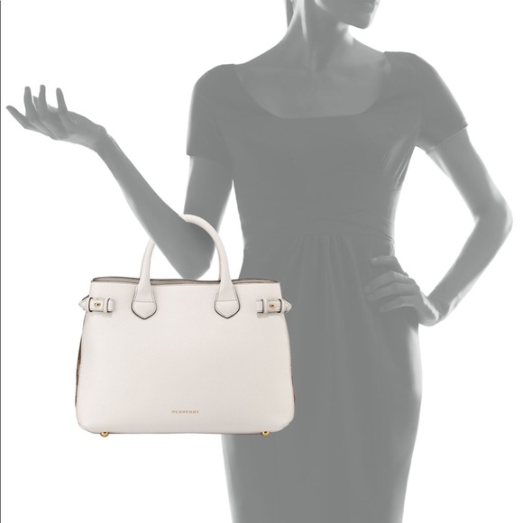 Burberry Leather Check-Panel Satchel Bag - Picture 6 of 7